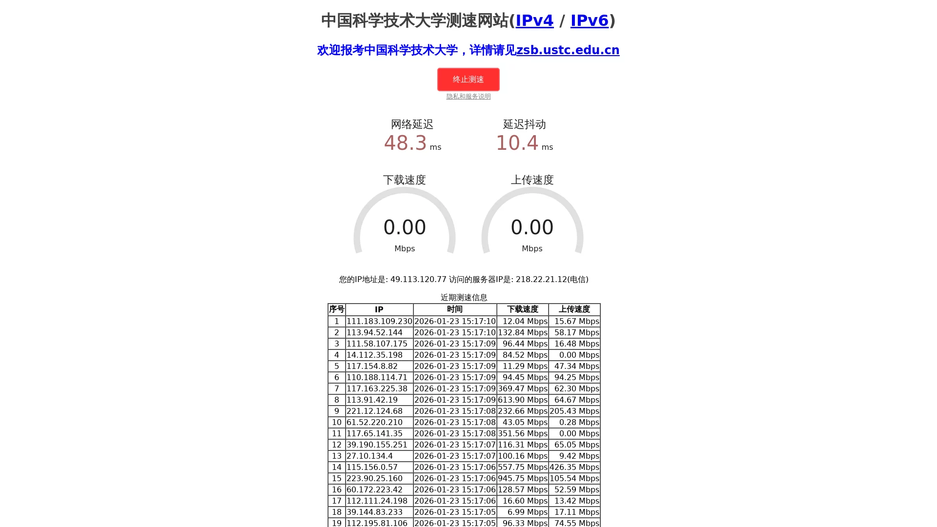 中国科学技术大学测速网站